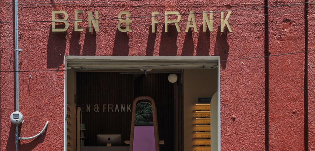 Fachada de la óptica Ben & Frank en Coyoacán Centro, Coyoacán, Ciudad de México